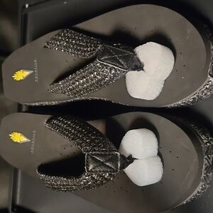 Volatile Black Beaded Women's Sandals